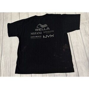Cosmotology T Shirt Wella Mizani Nyx Bioelements Sassoon Academy Size XL Stains